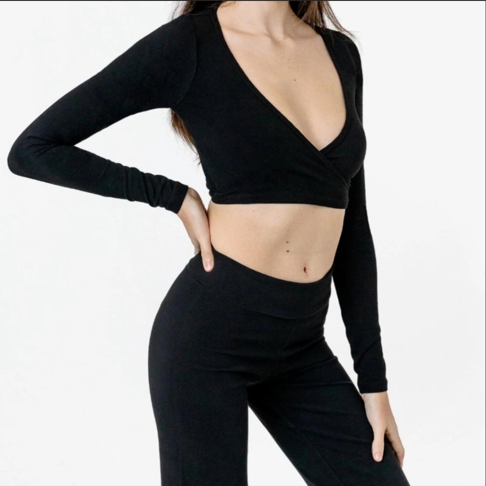 Los Angeles Apparel, 83077GD Garment Dye Long Sleeve Wrap Top
